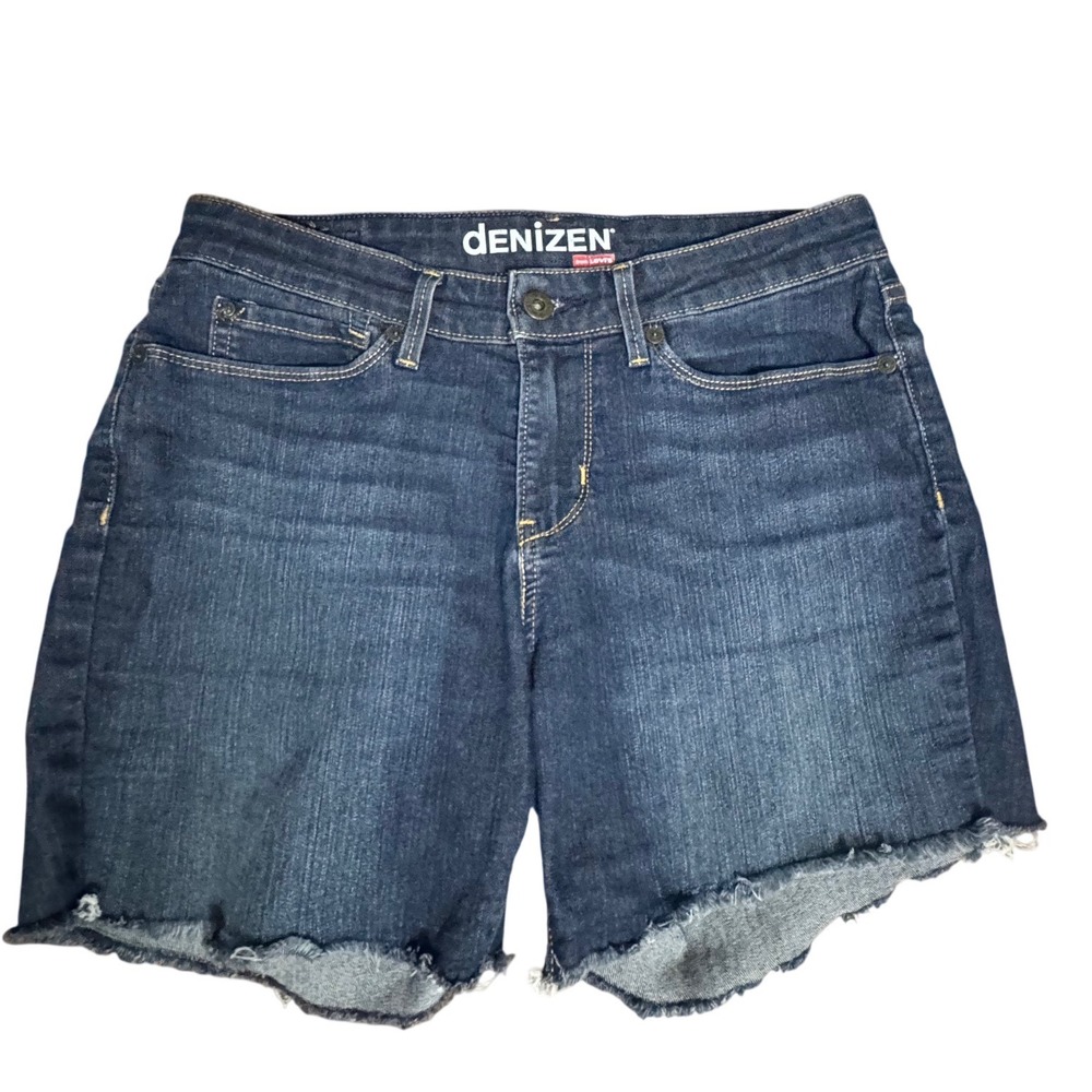 Denizen Levi's Denim Shorts Women Size 8 Dark Wash Excellent Frayed Hem Cutoff